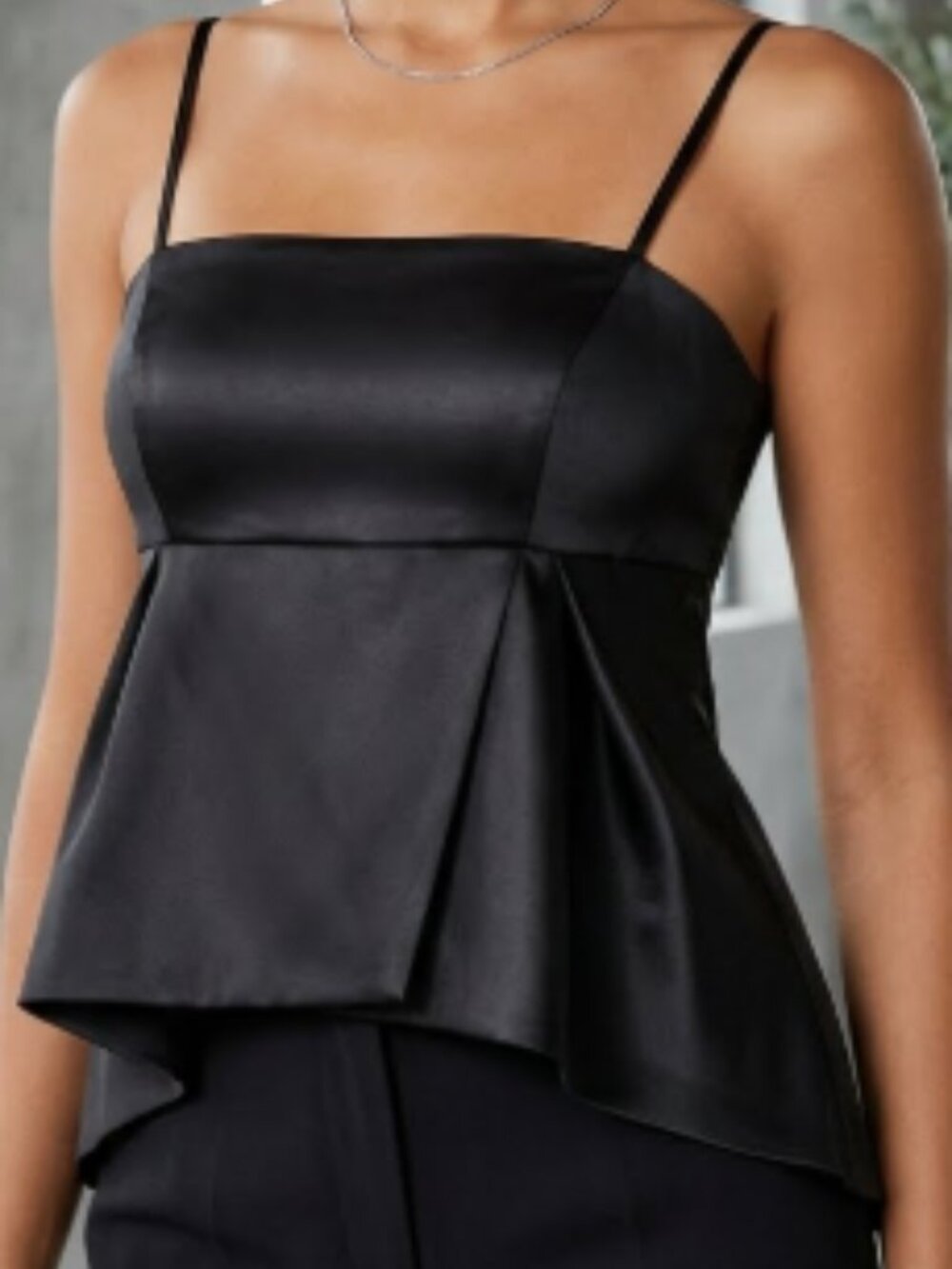 White House Black Market Black Satin Hi Low Bustier Tank Top sz 4